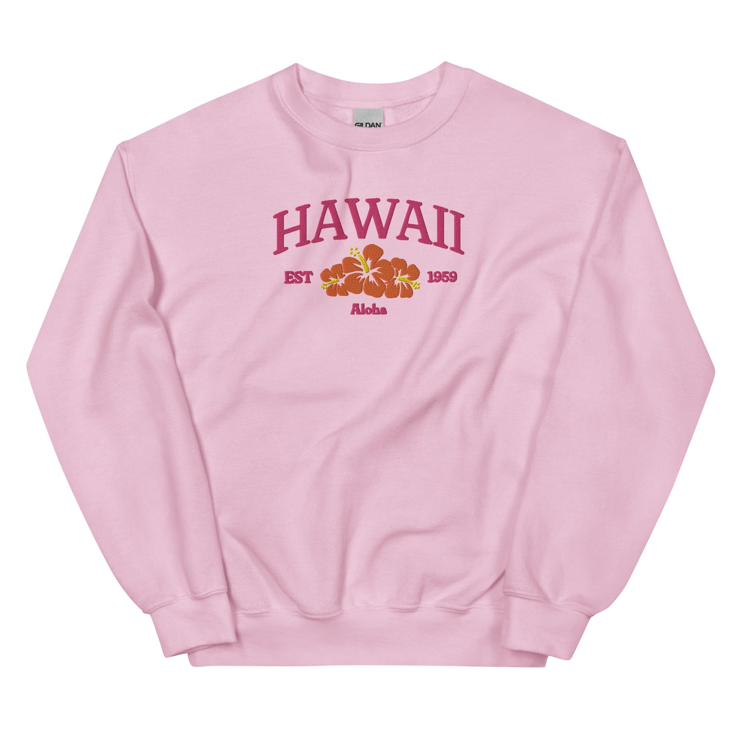 Hawaii Embroidered Sweatshirt in Pink/Orange