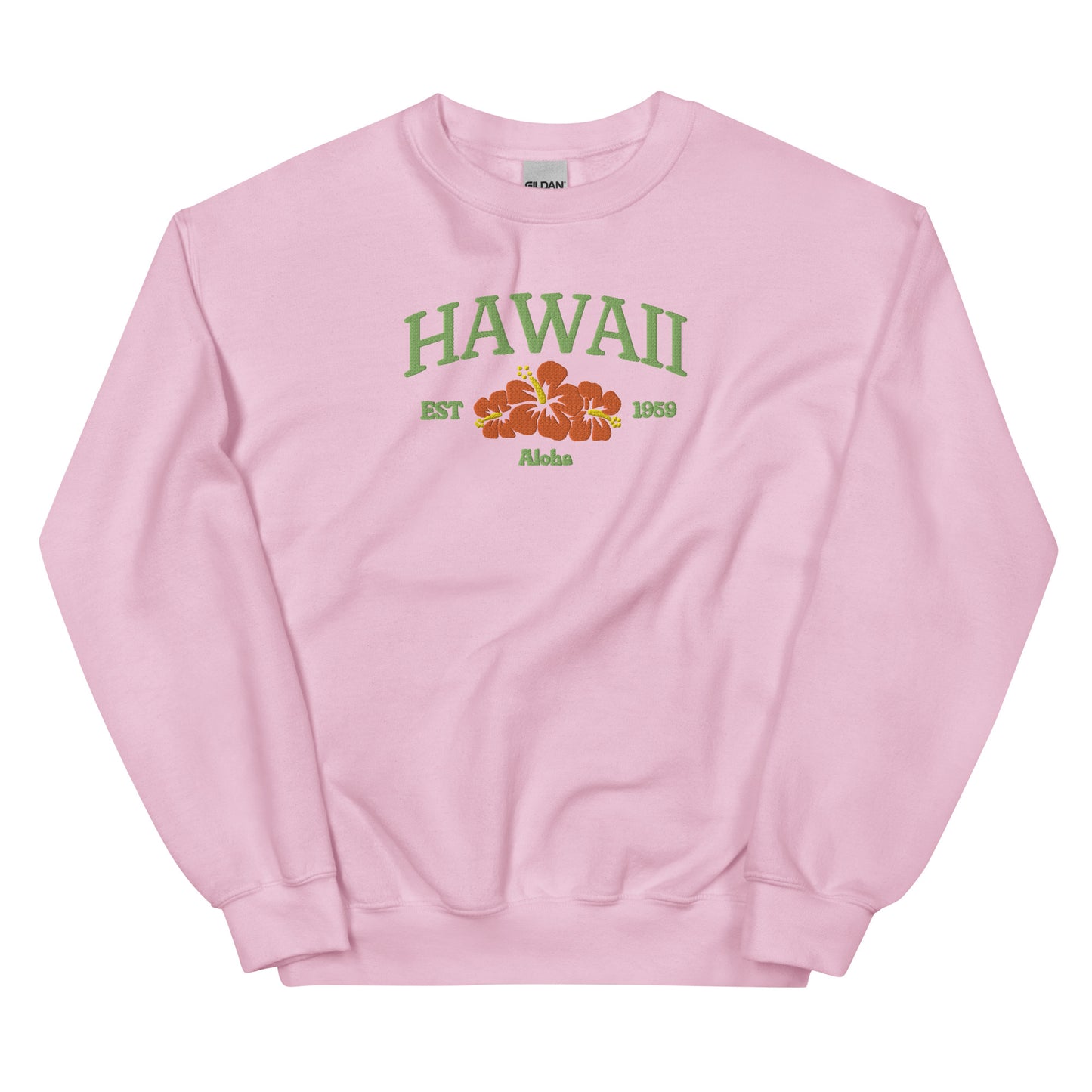 Hawaii Embroidered Sweatshirt in Green/Orange