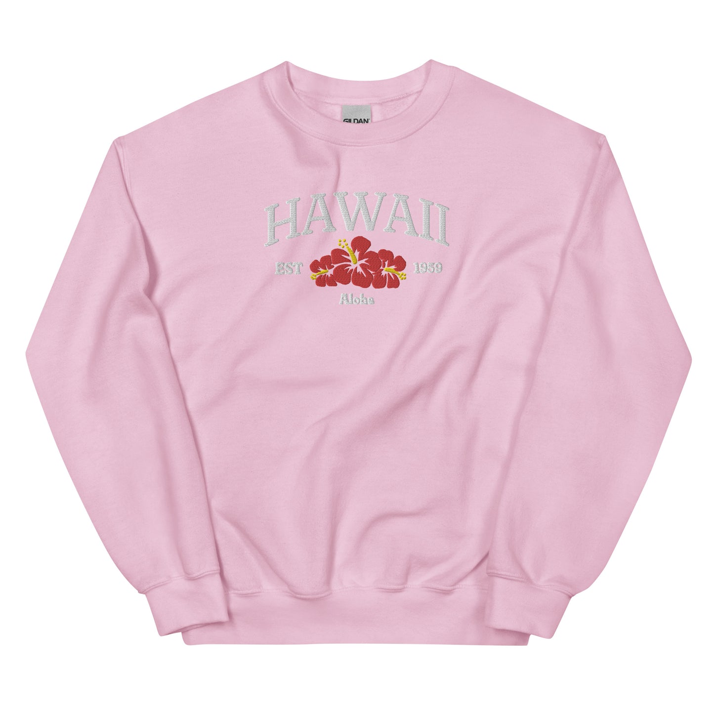 Hawaii Embroidered Sweatshirt in White/Red