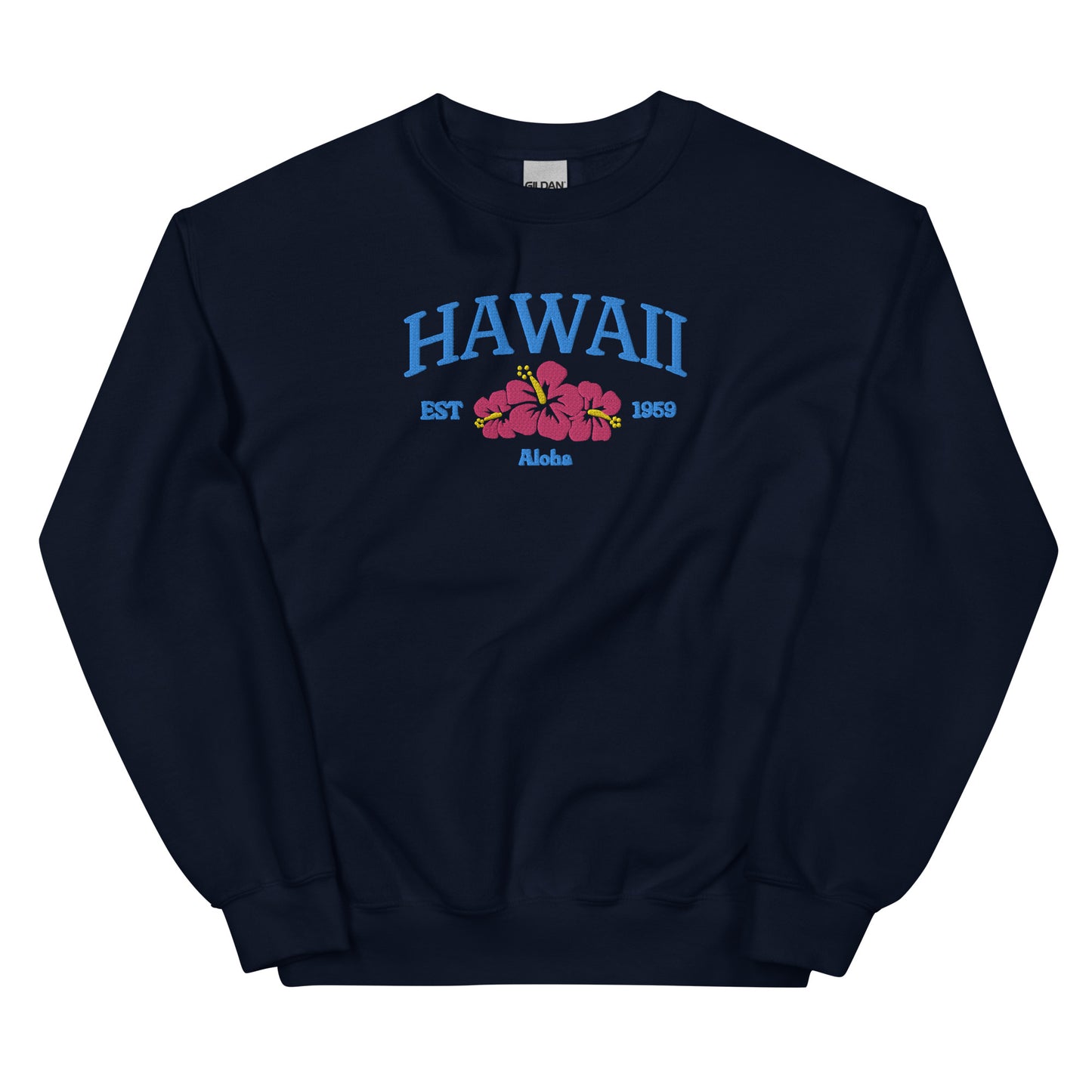 Hawaii Embroidered Sweatshirt in Blue/Pink