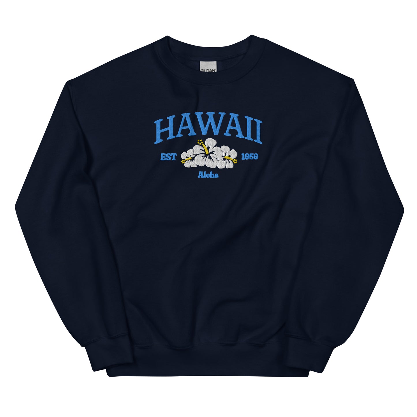 Hawaii Embroidered Sweatshirt in Blue/White
