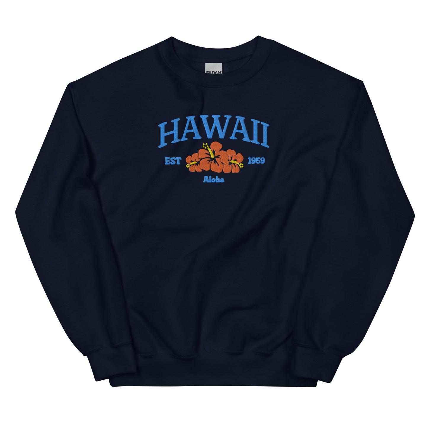 Hawaii Embroidered Sweatshirt in Blue/Orange
