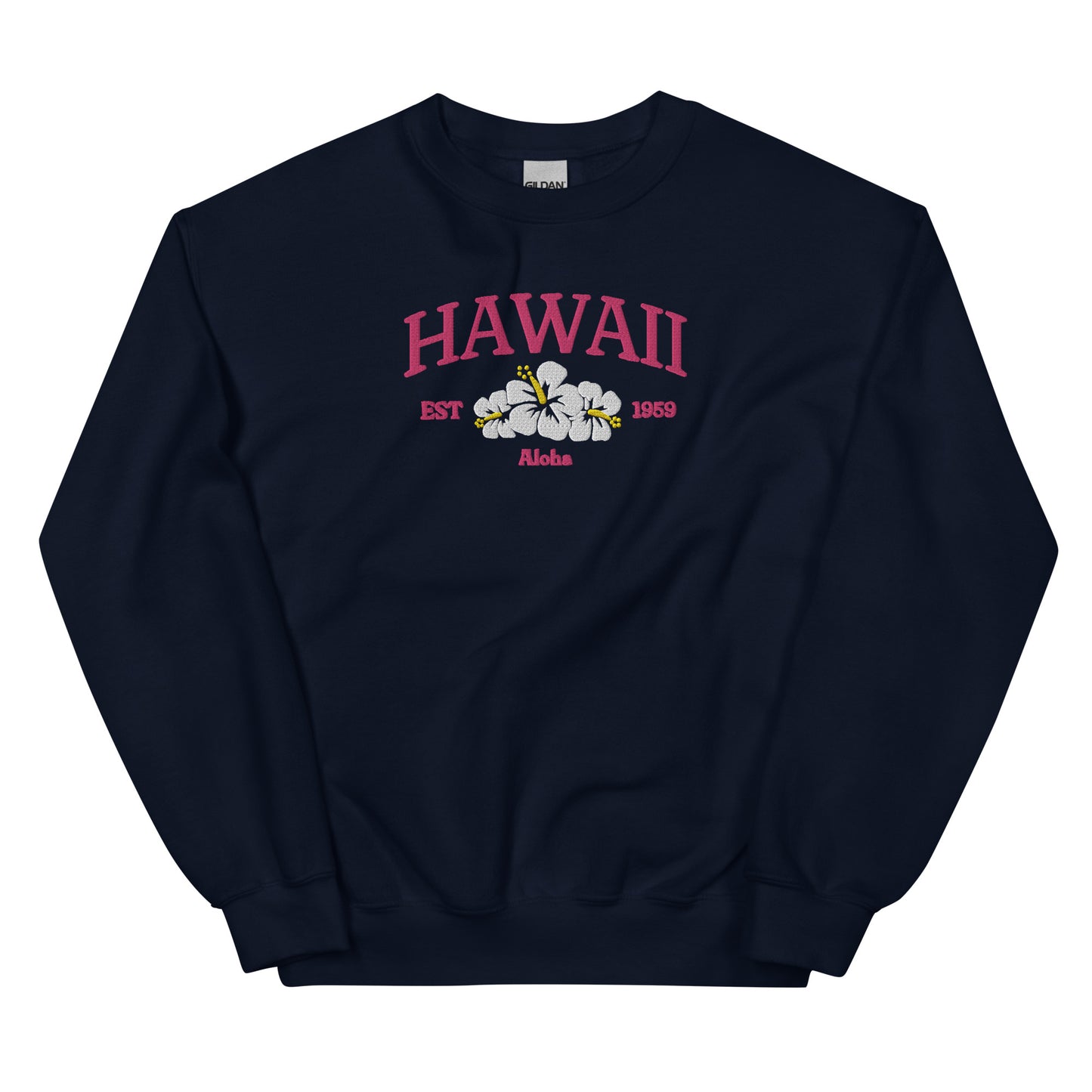 Hawaii Embroidered Sweatshirt in Pink/White