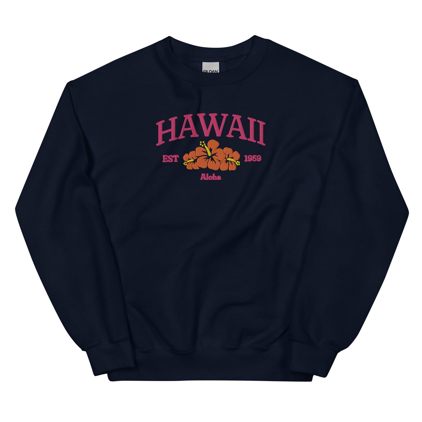 Hawaii Embroidered Sweatshirt in Pink/Orange