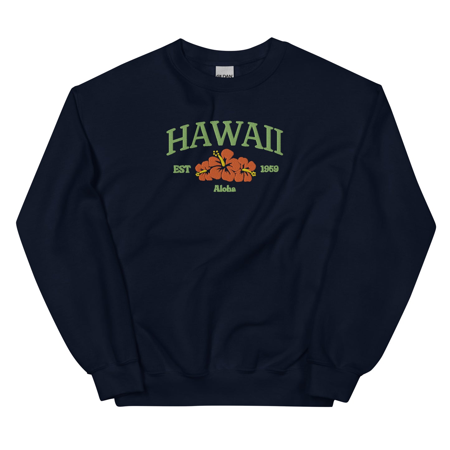 Hawaii Embroidered Sweatshirt in Green/Orange