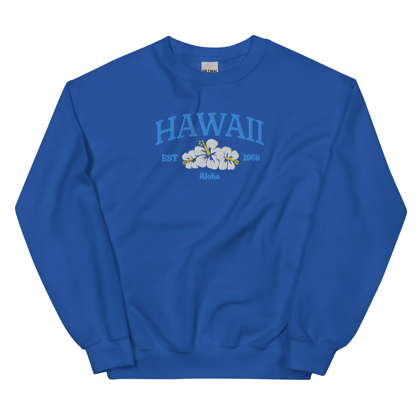 Hawaii Embroidered Sweatshirt in Blue/White