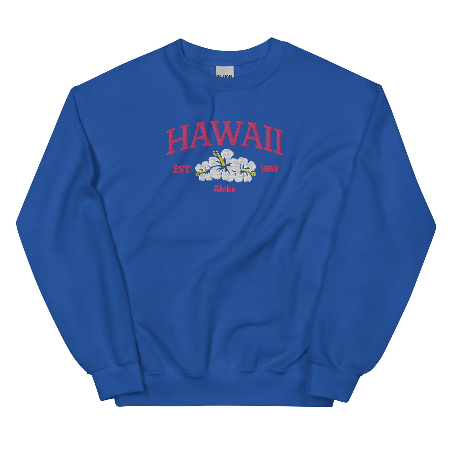 Hawaii Embroidered Sweatshirt in Pink/White