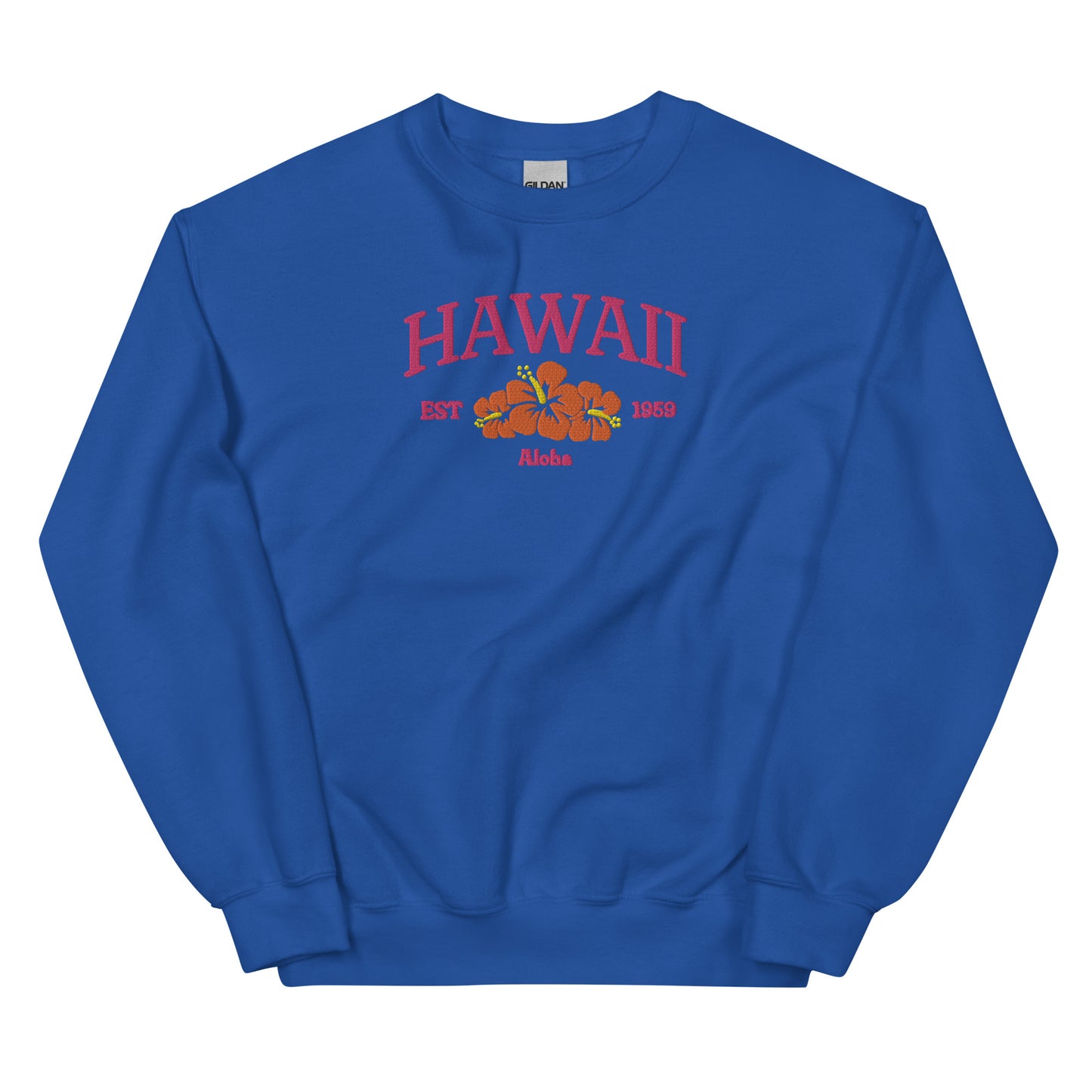 Hawaii Embroidered Sweatshirt in Pink/Orange