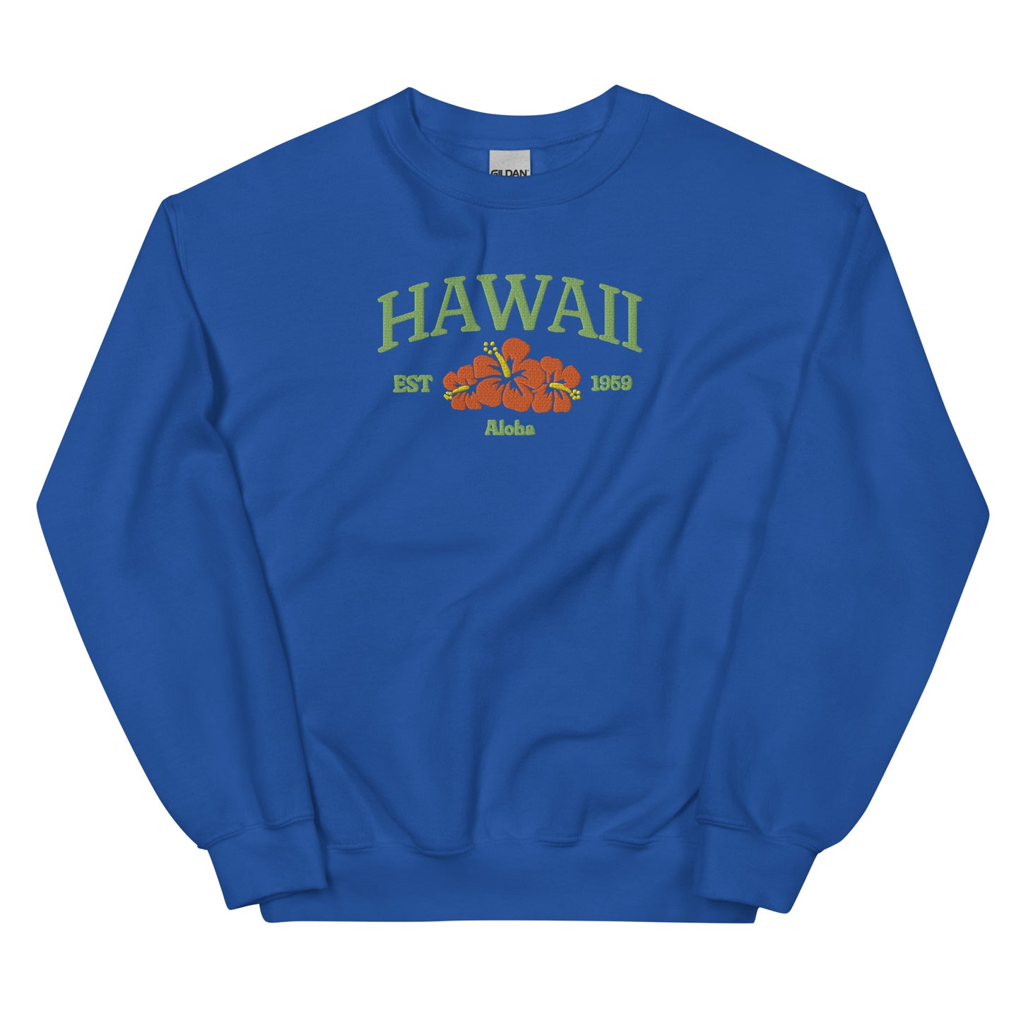 Hawaii Embroidered Sweatshirt in Green/Orange