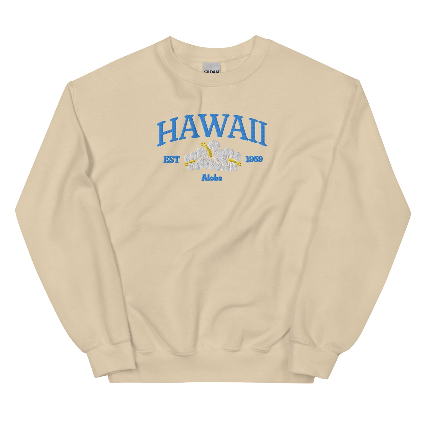 Hawaii Embroidered Sweatshirt in Blue/White