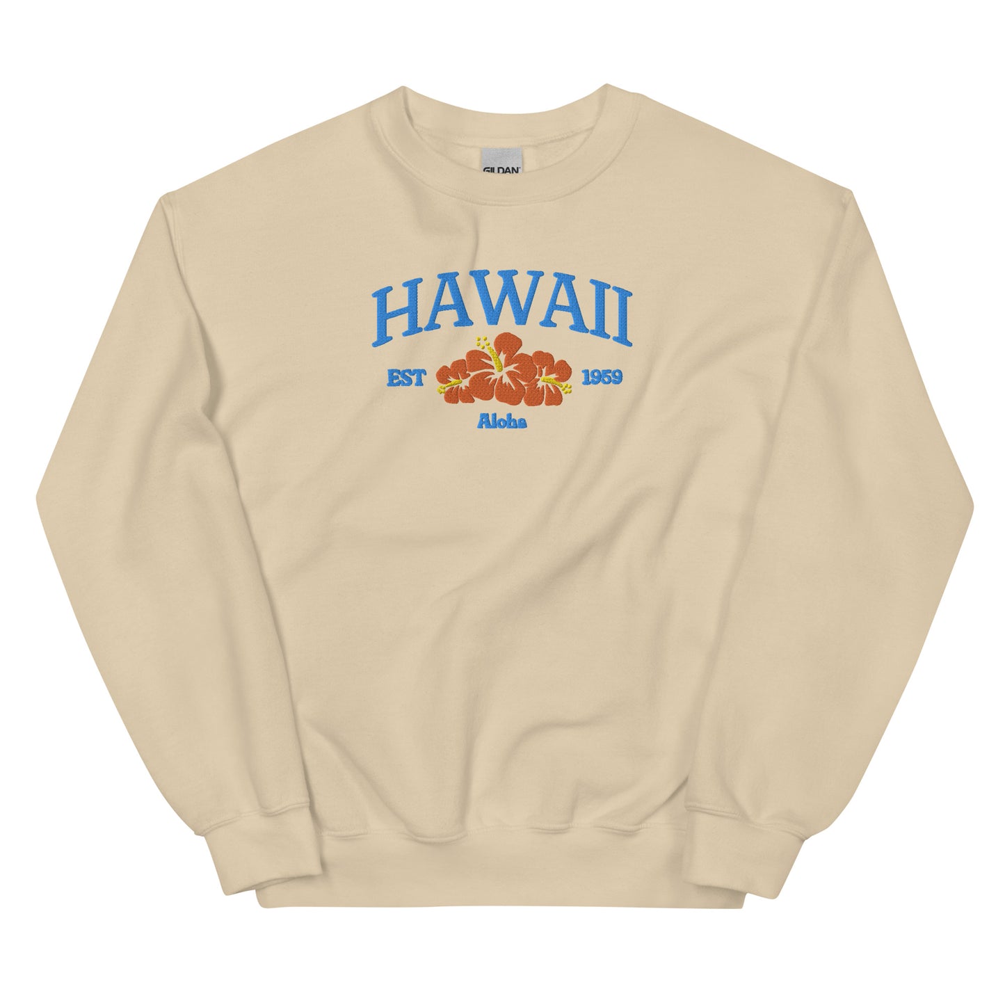 Hawaii Embroidered Sweatshirt in Blue/Orange