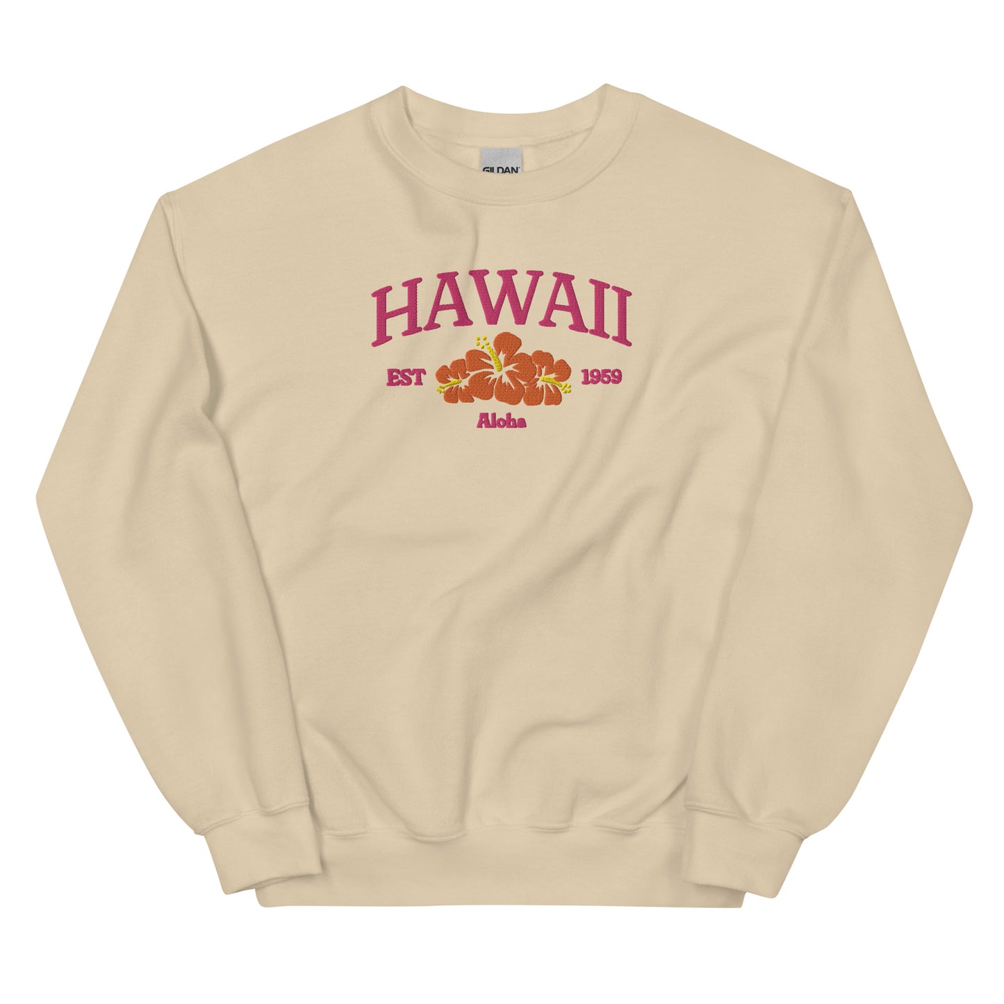 Hawaii Embroidered Sweatshirt in Pink/Orange
