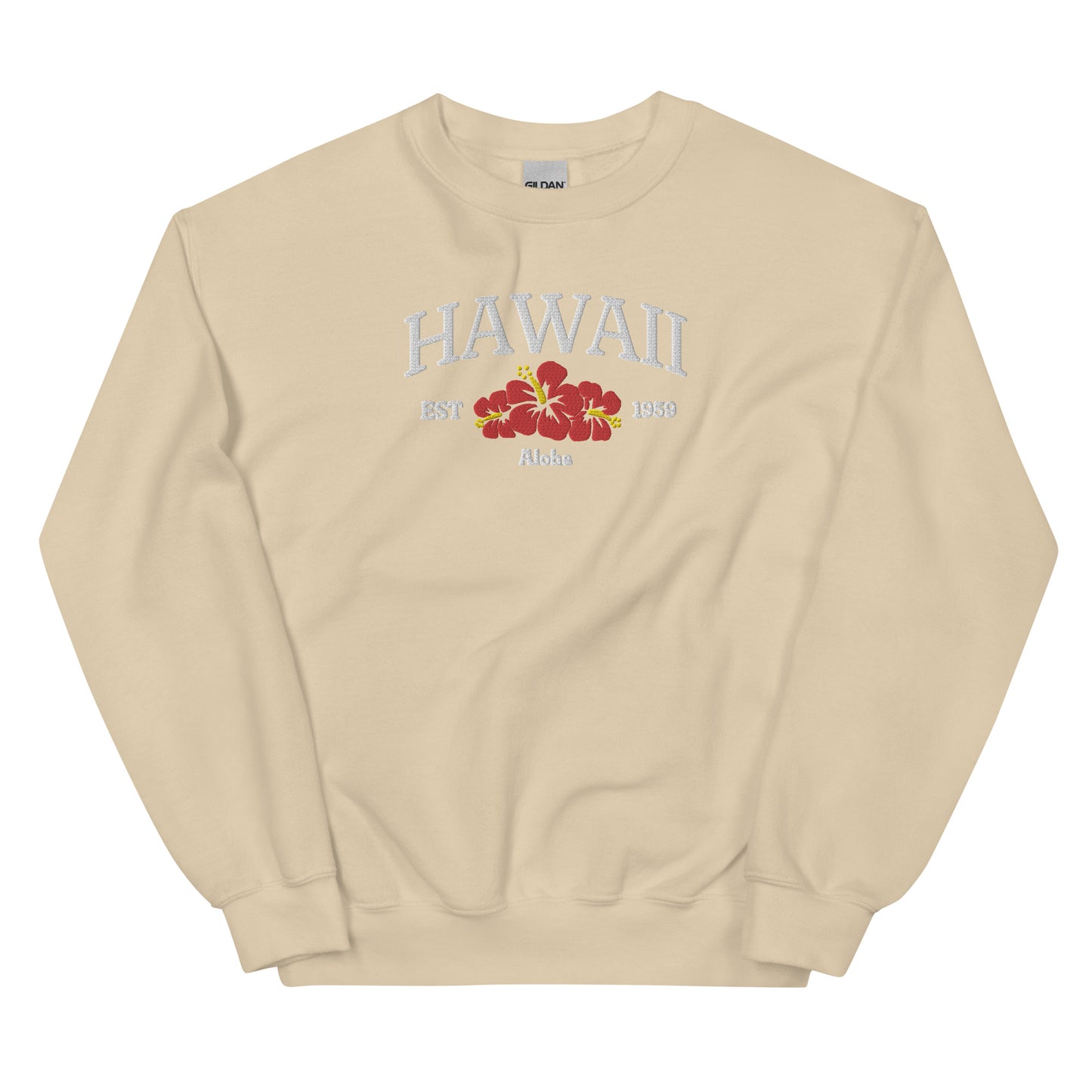 Hawaii Embroidered Sweatshirt in White/Red