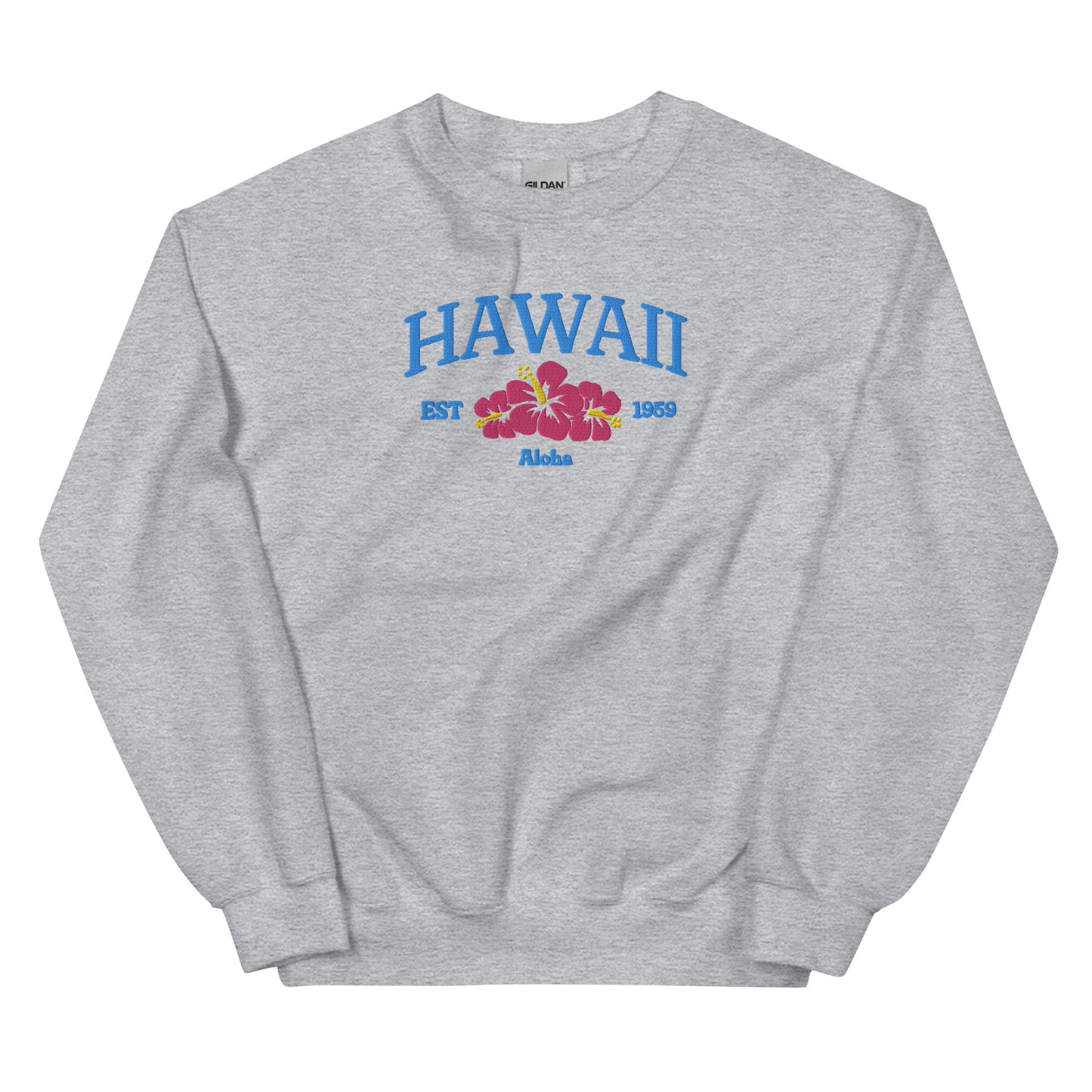 Hawaii Embroidered Sweatshirt in Blue/Pink