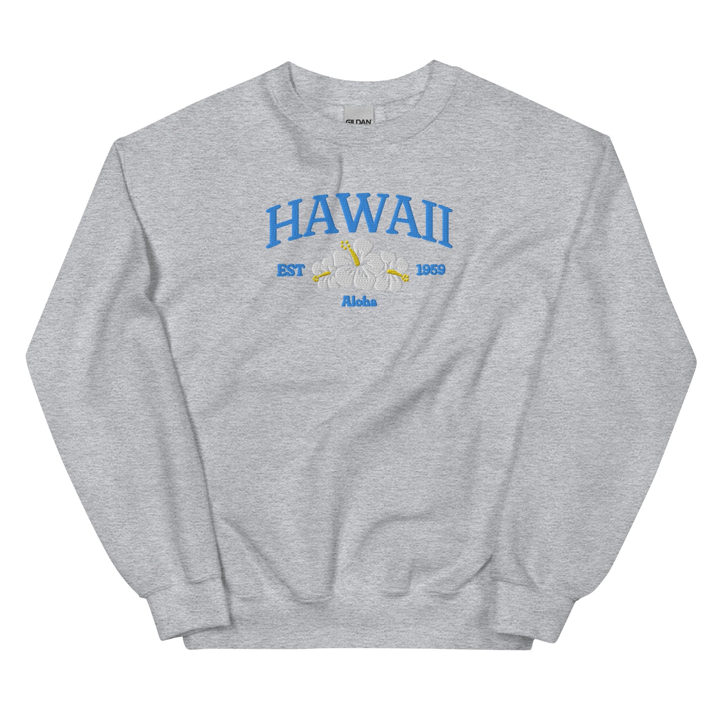 Hawaii Embroidered Sweatshirt in Blue/White
