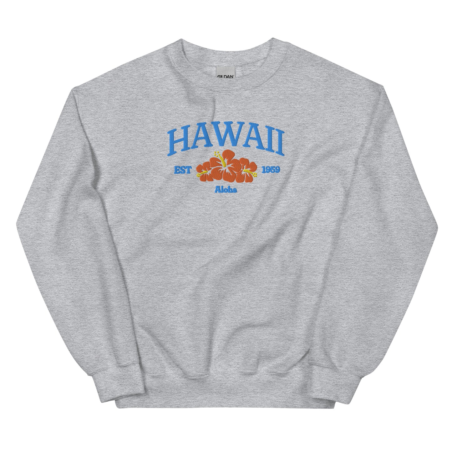 Hawaii Embroidered Sweatshirt in Blue/Orange