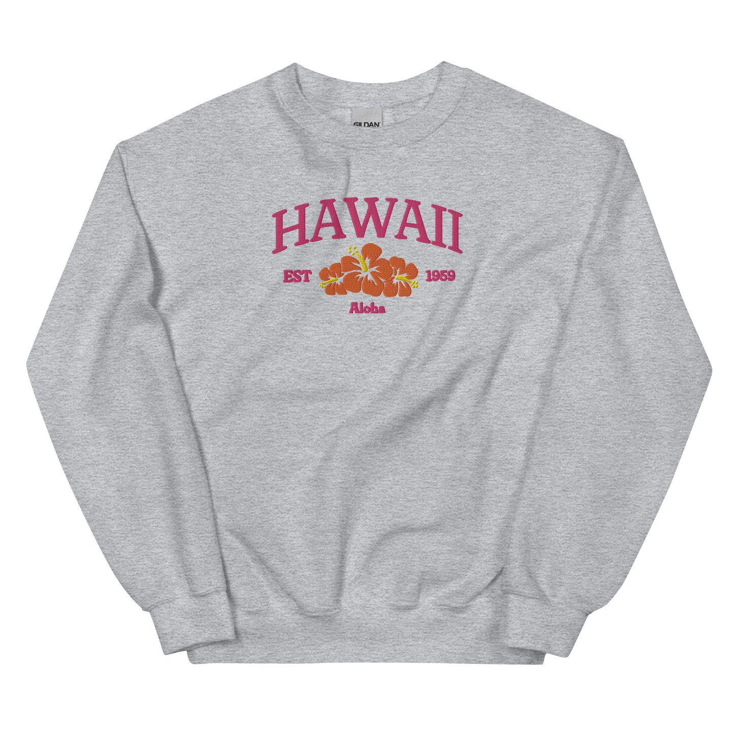 Hawaii Embroidered Sweatshirt in Pink/Orange