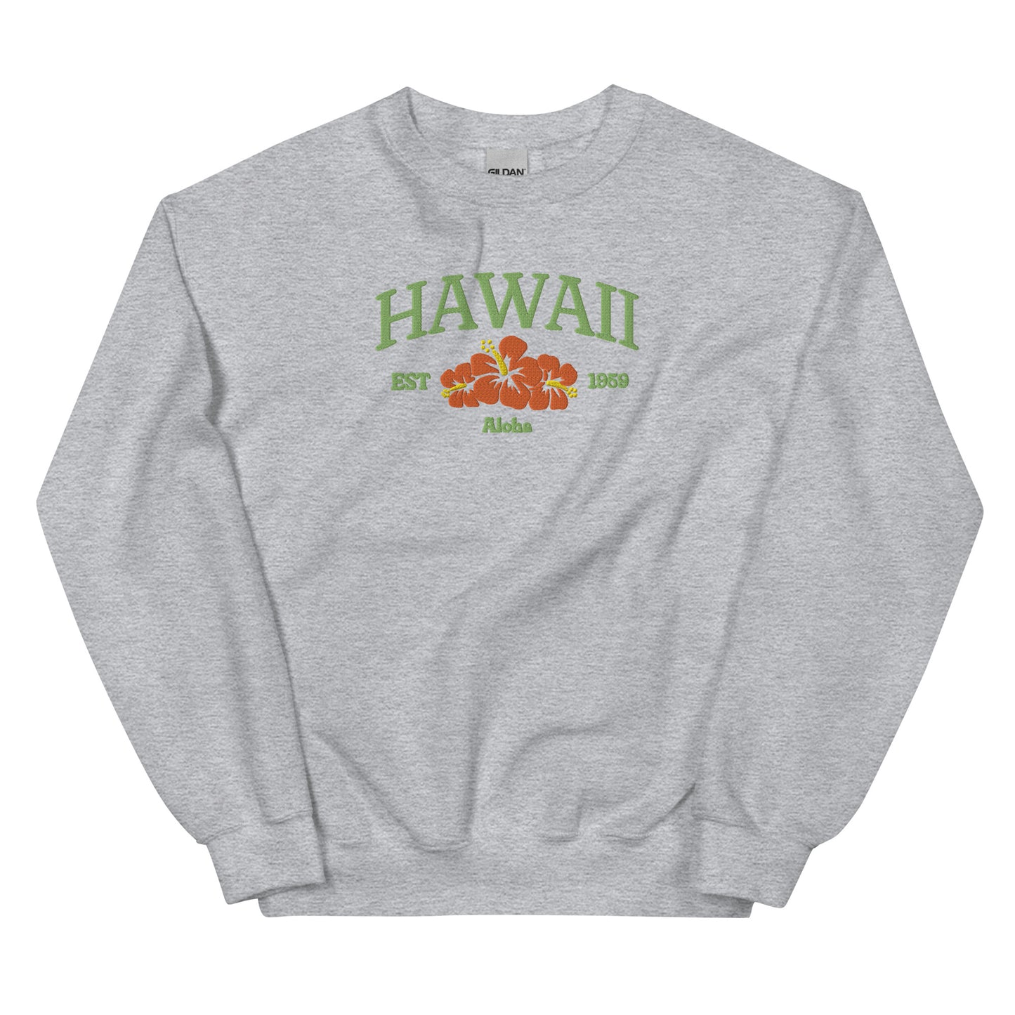 Hawaii Embroidered Sweatshirt in Green/Orange