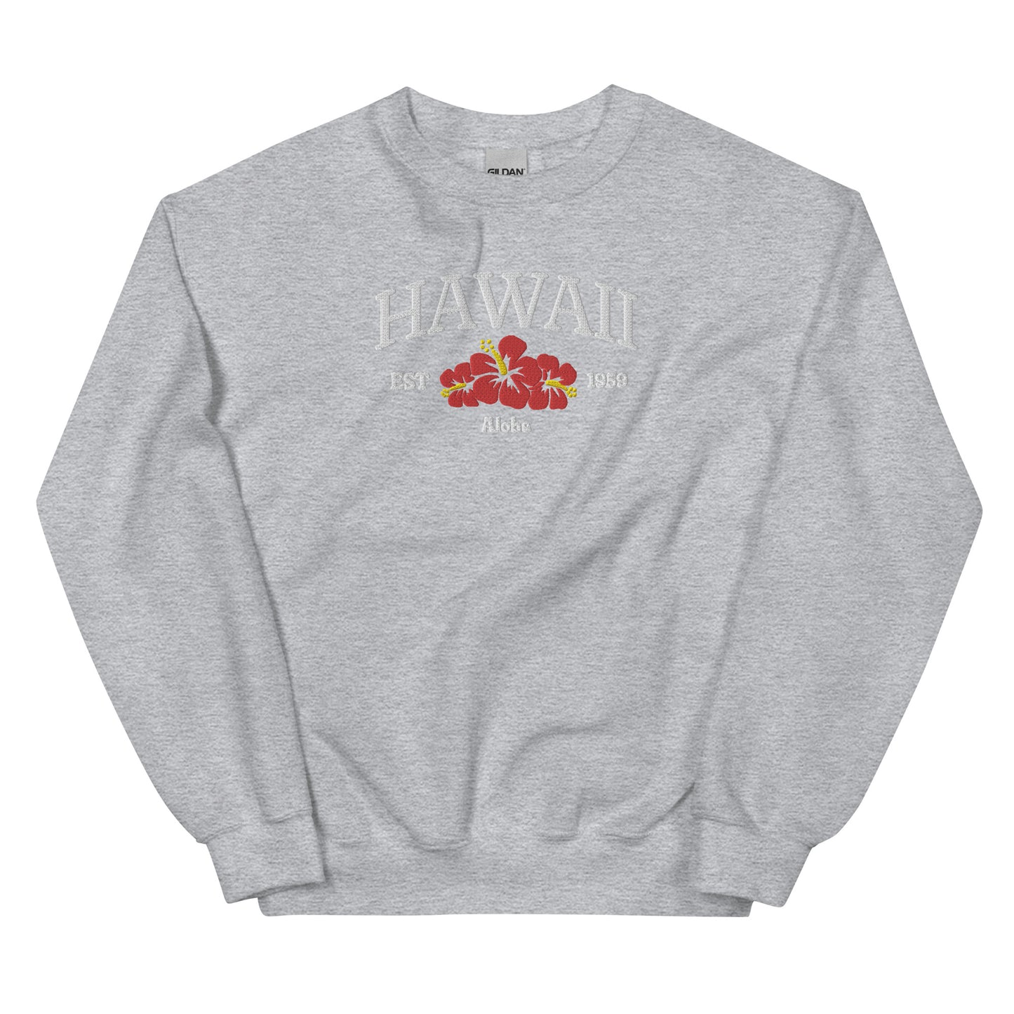 Hawaii Embroidered Sweatshirt in White/Red