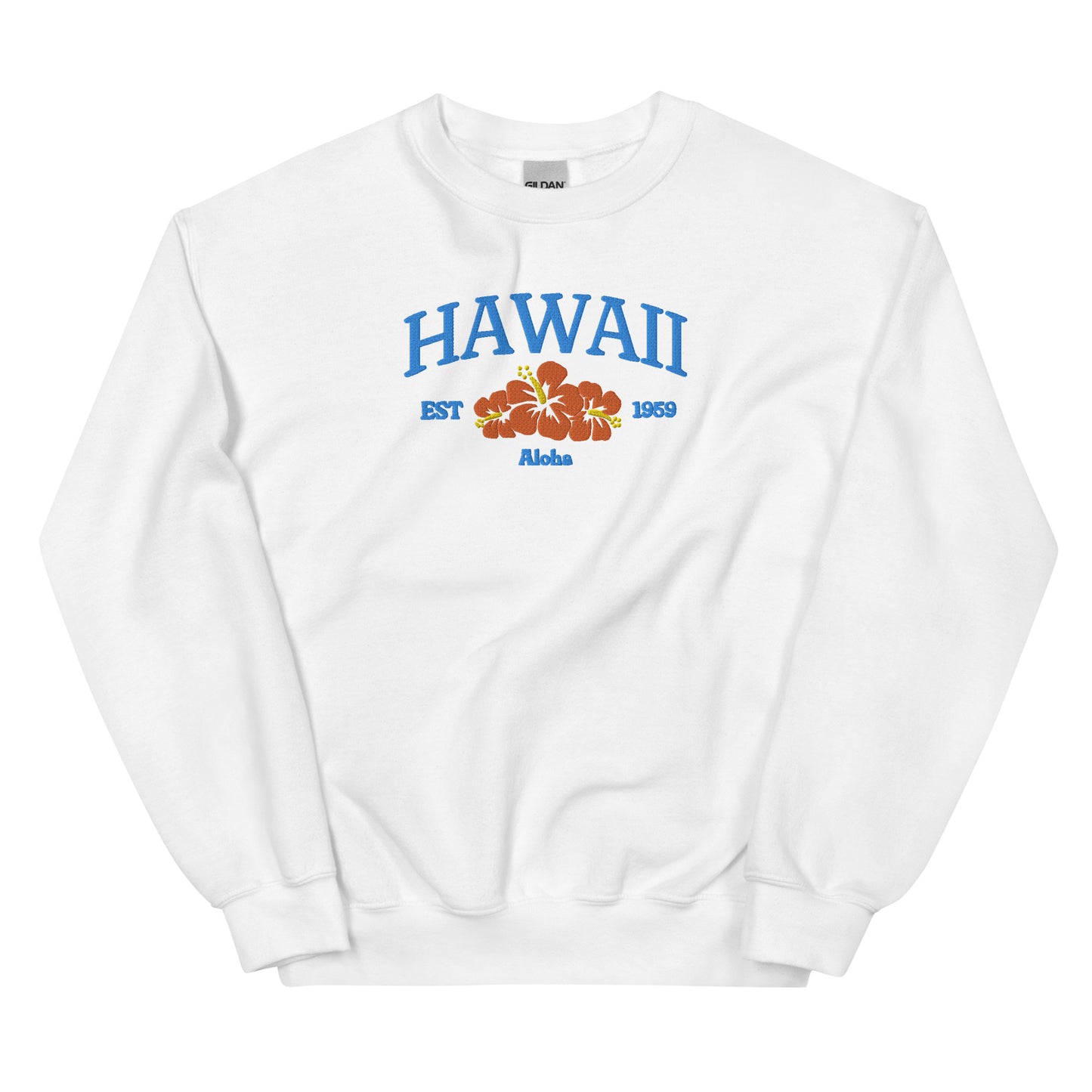 Hawaii Embroidered Sweatshirt in Blue/Orange