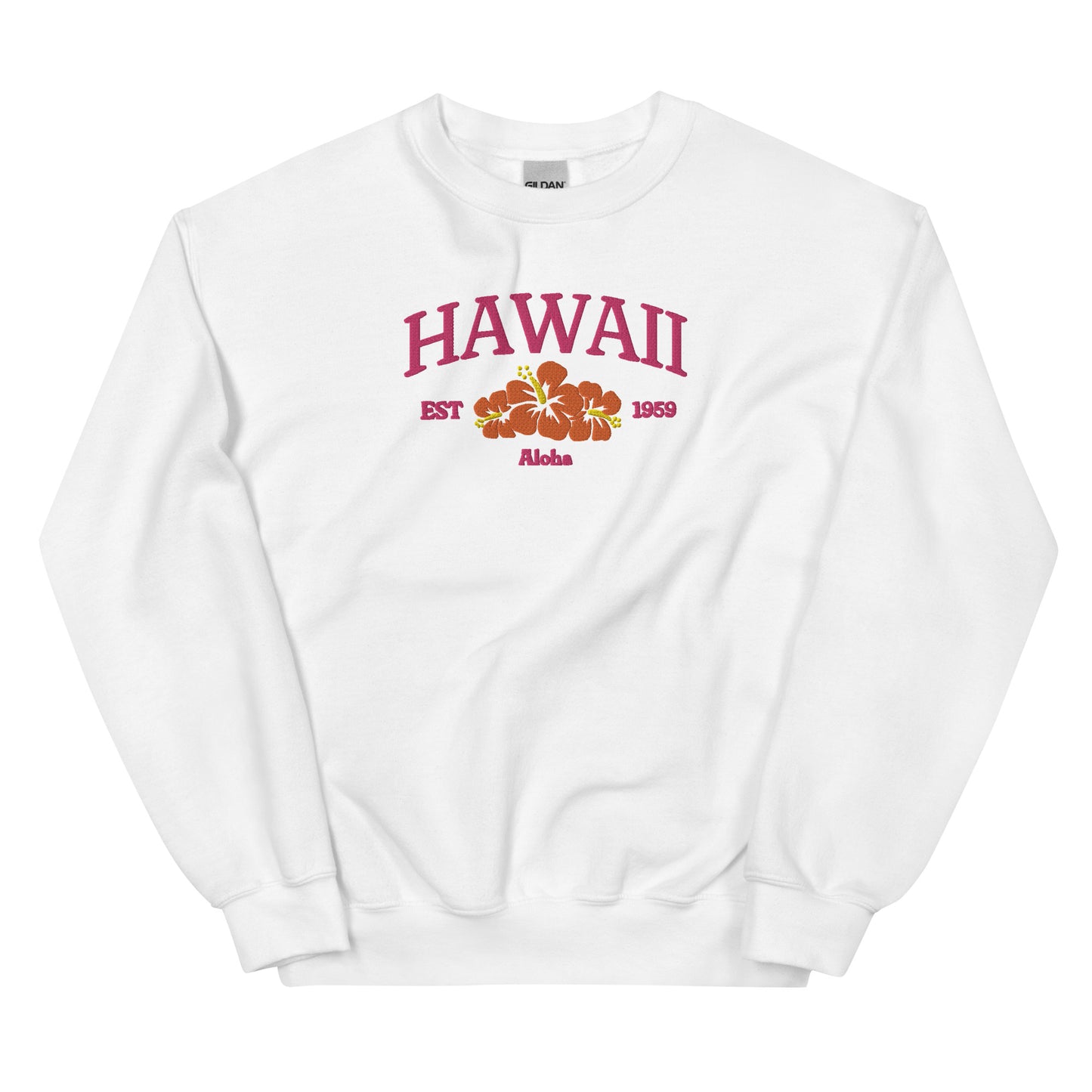 Hawaii Embroidered Sweatshirt in Pink/Orange