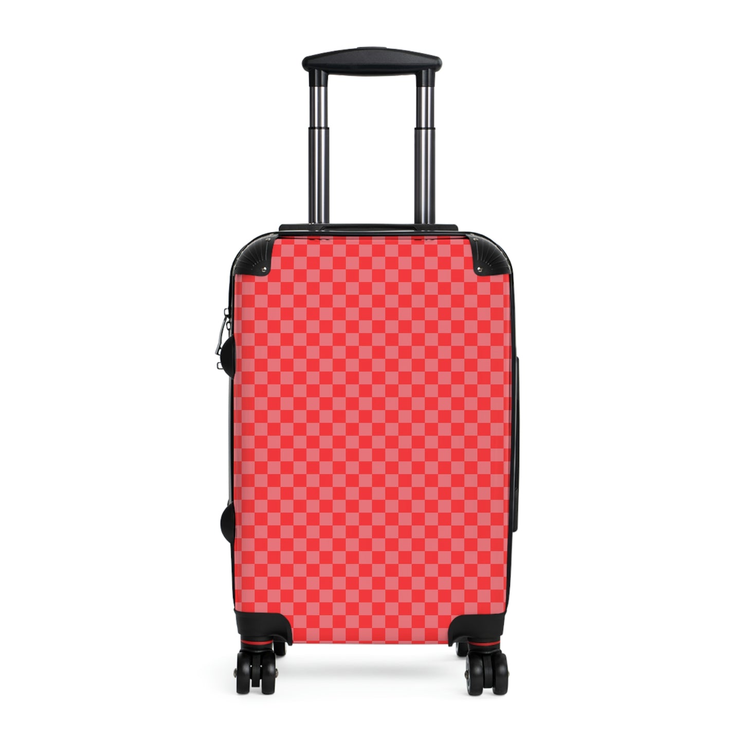 Red and Pink Check Print Suitcases