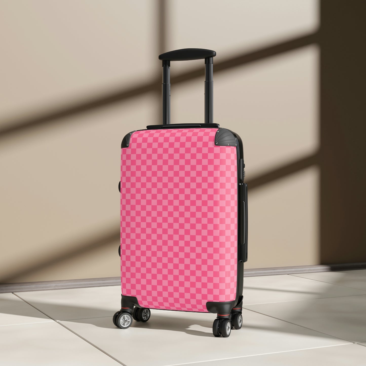 Pink Check Print Suitcases