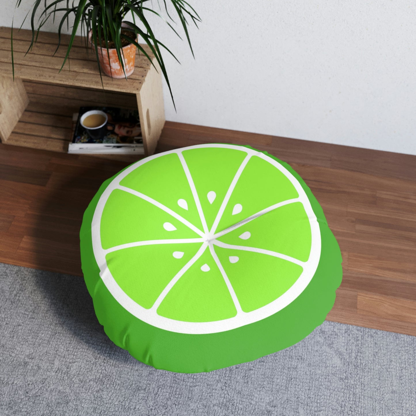 Lime Slice Round Floor Pillow