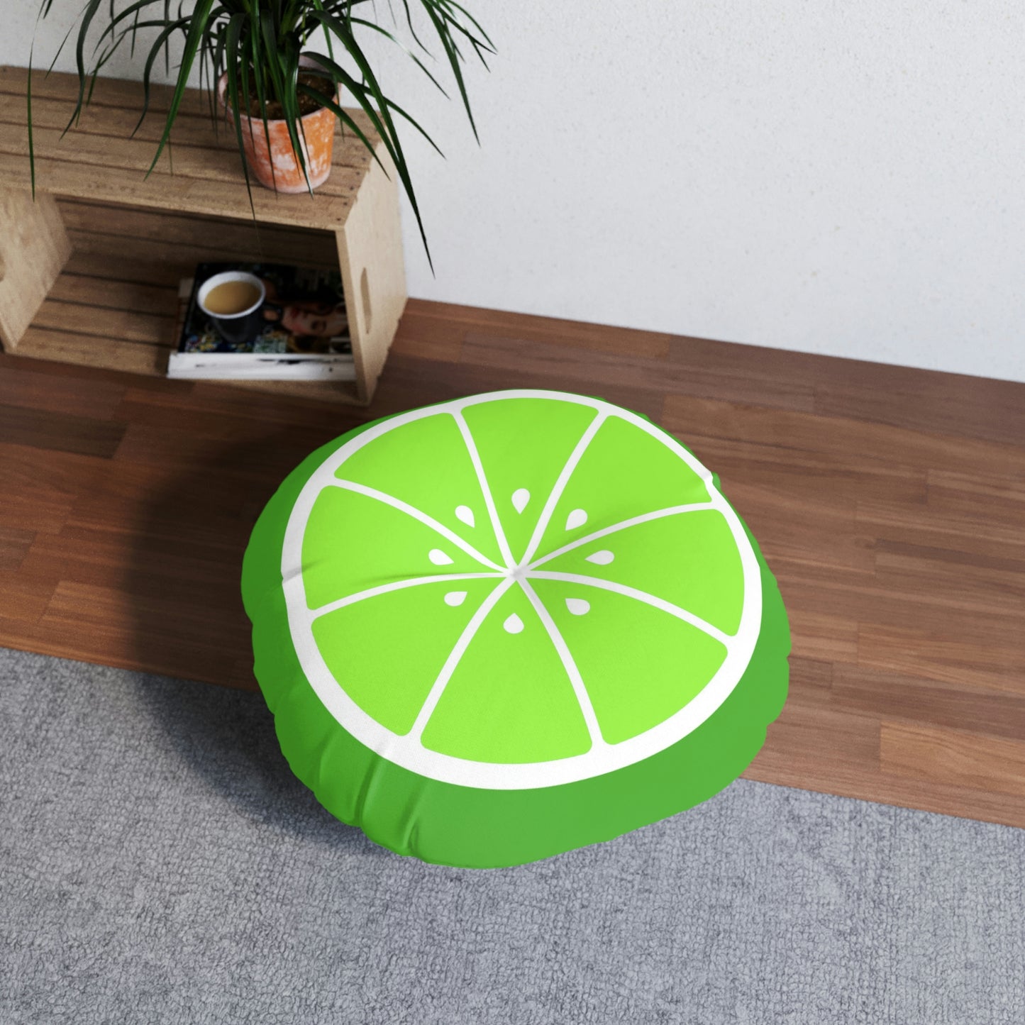 Lime Slice Round Floor Pillow