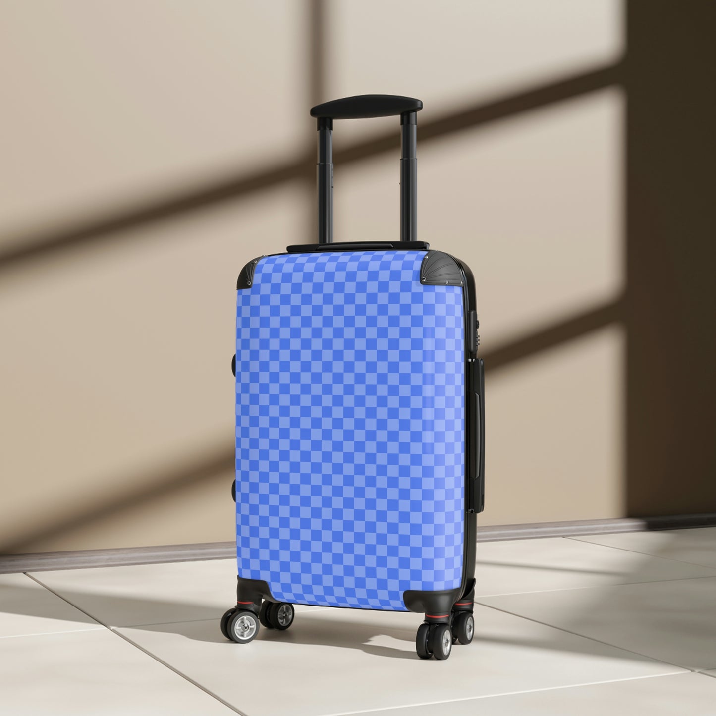 Blue Check Print Suitcase