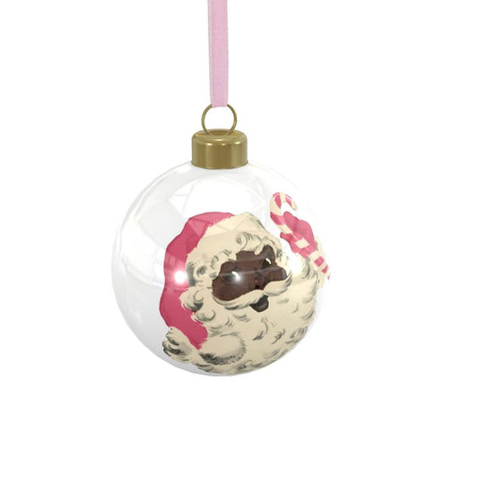 Black Santa with Candy Cane Ornament