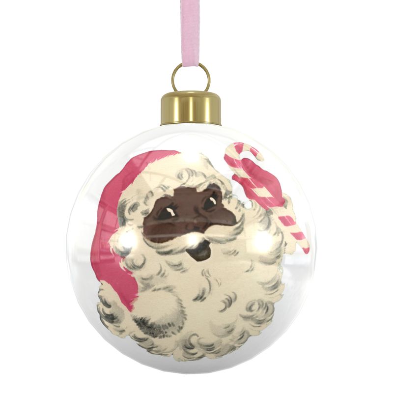 Black Santa with Candy Cane Ornament