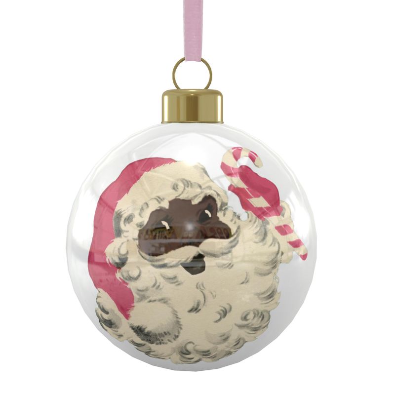 Black Santa with Candy Cane Ornament