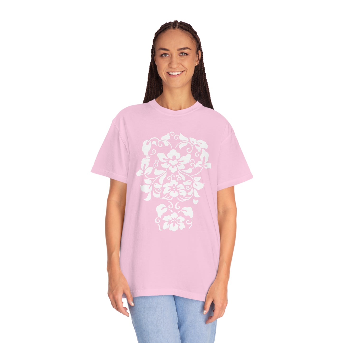 White Hibiscus Comfort Colors T-Shirt