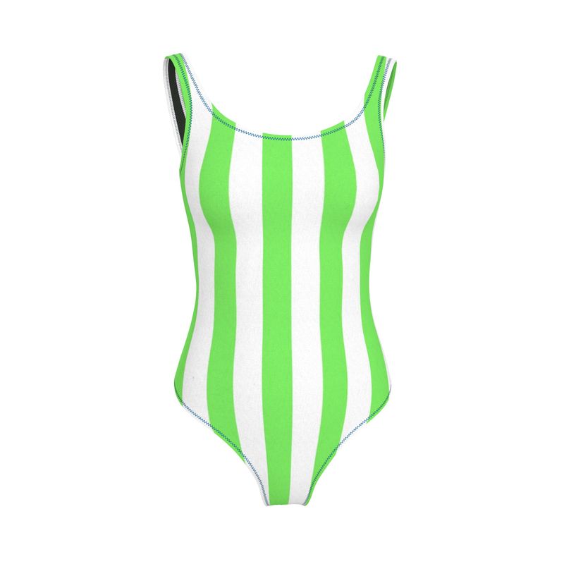 Lime Green Stripe Swimsuit
