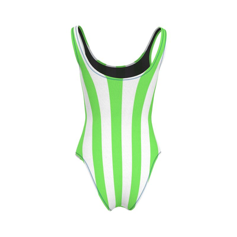 Lime Green Stripe Swimsuit
