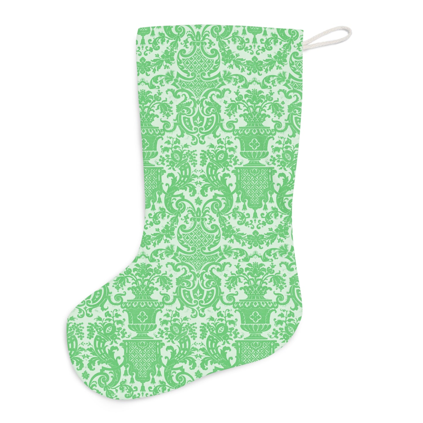 Green Toile Christmas Stocking