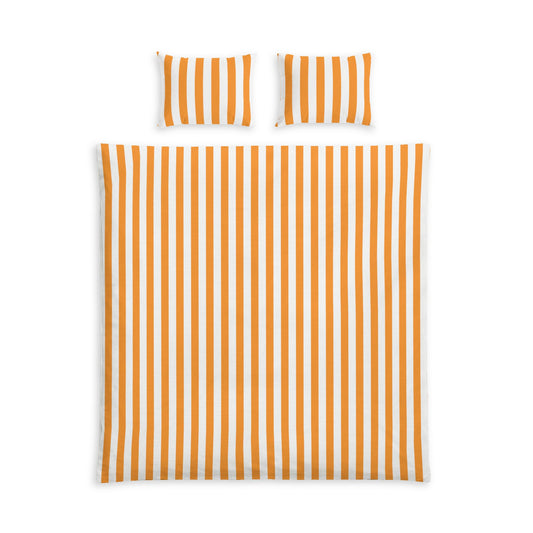 Orange Stripes Cotton Bed Set