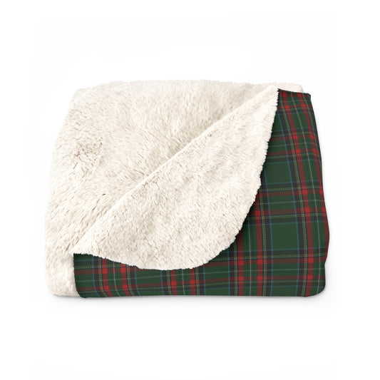 Green Stewart Plaid with Sherpa Back Throw