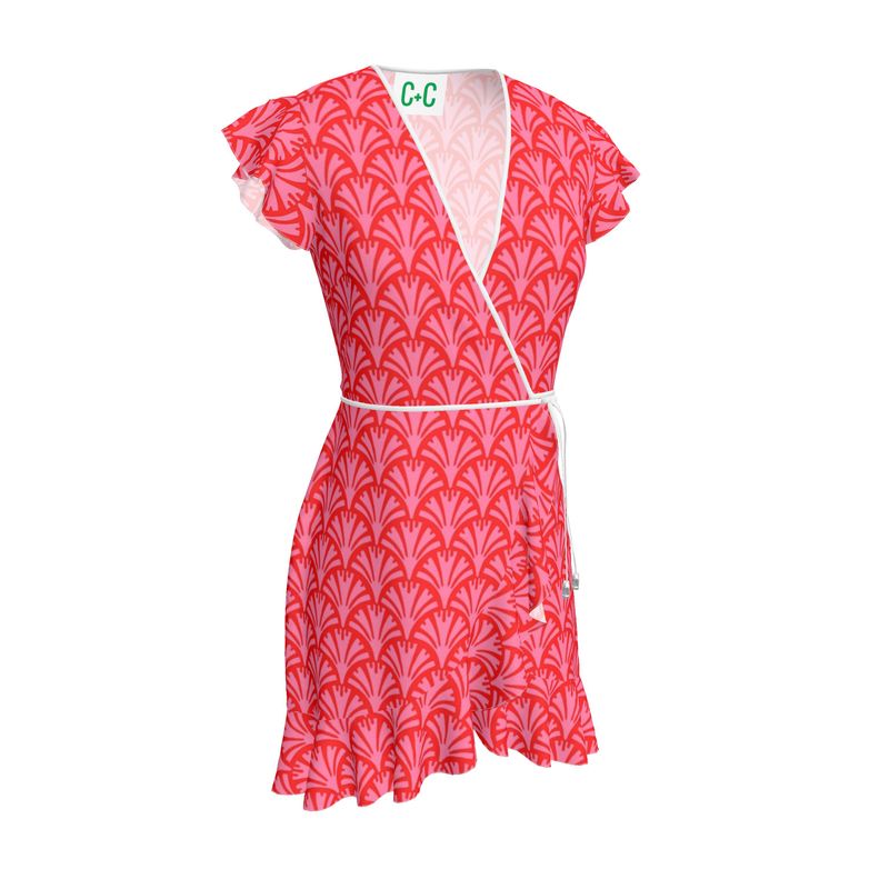Pink Palm Leaf Print Dress