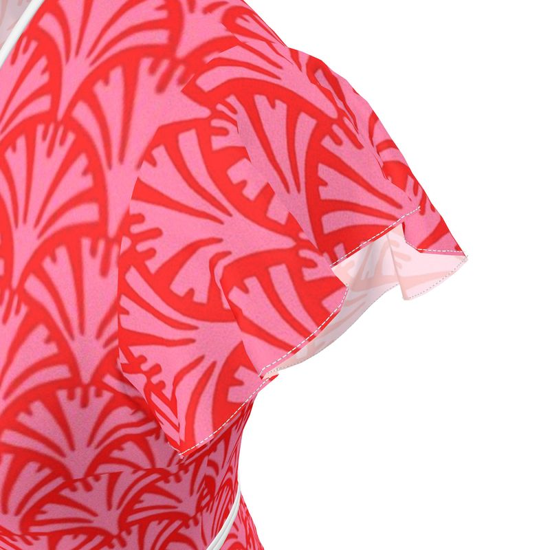 Pink Palm Leaf Print Dress