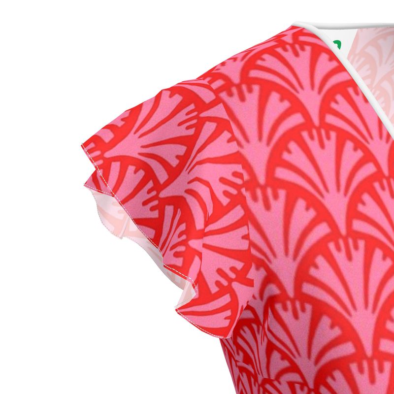 Pink Palm Leaf Print Dress
