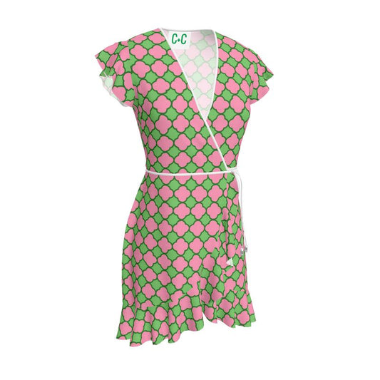 Pink and Green Quatrefoil Pattern Dress