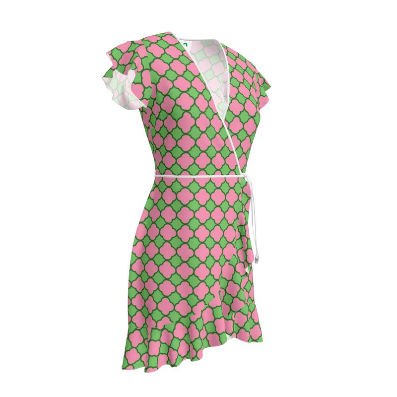 Pink and Green Quatrefoil Pattern Dress