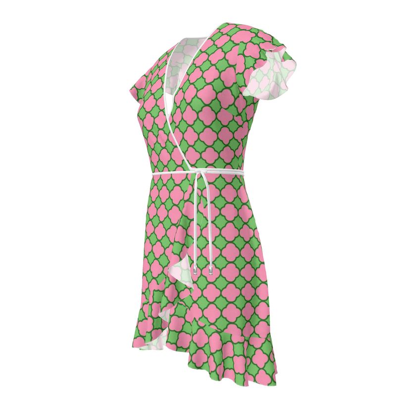 Pink and Green Quatrefoil Pattern Dress