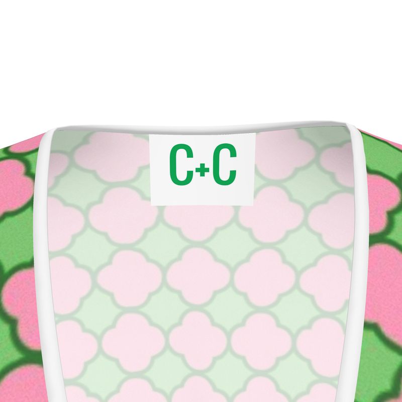 Pink and Green Quatrefoil Pattern Dress