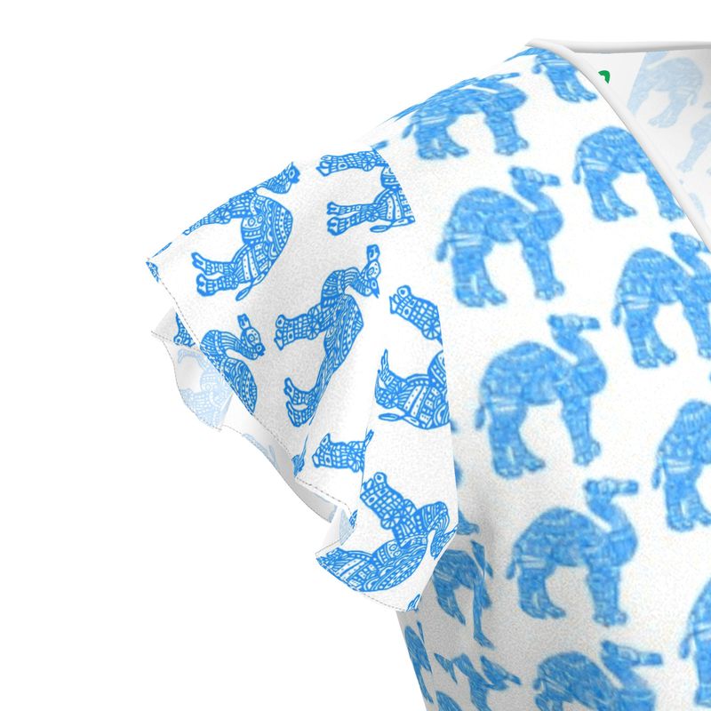Blue Camel Print Dress