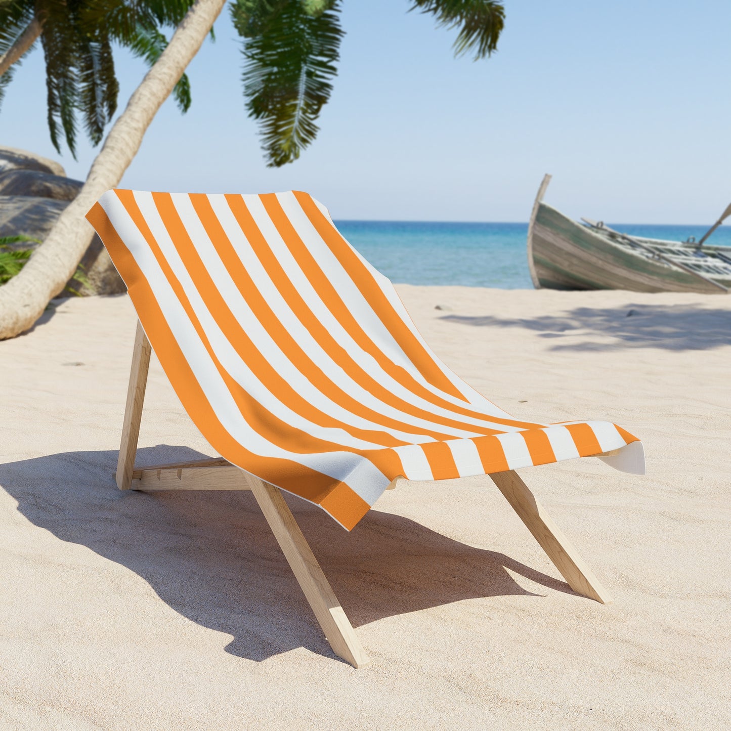 Orange and White Striped Beach Towel