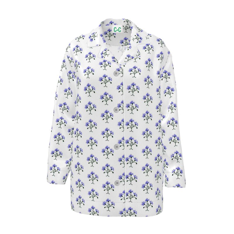 Primavera's Blue Flowers Luxury Pyjama Shirt