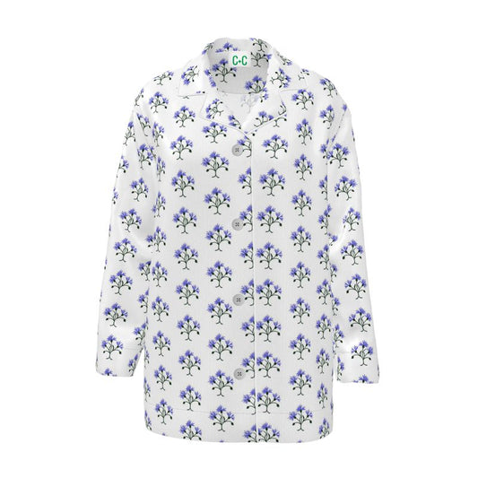 Primavera's Blue Flowers Luxury Pyjama Shirt